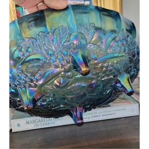 Vintage Large Carnival Glass Fruit Bowl